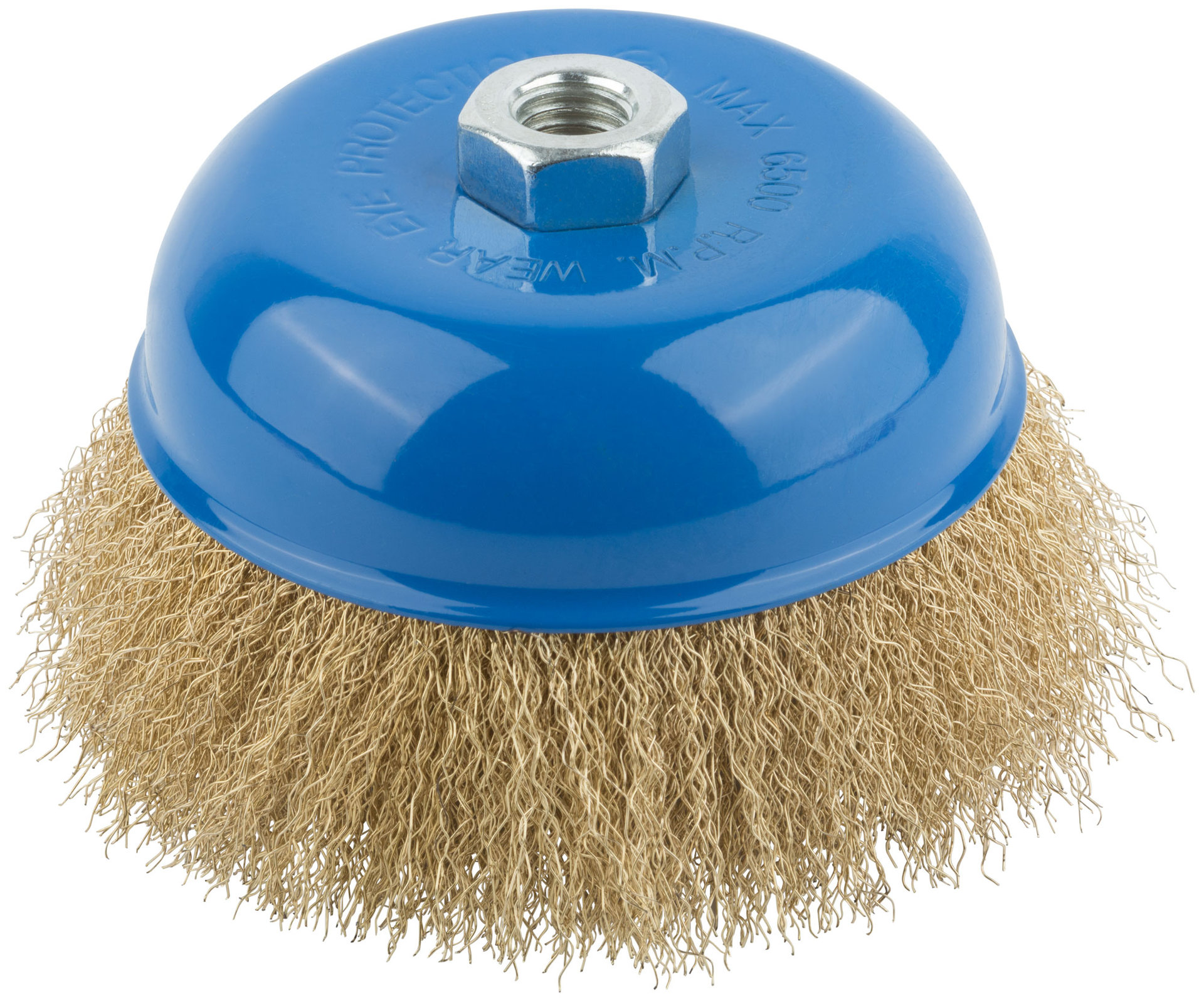 Корщетка, тип чашка, гайка М14, стальная латунированная волнистая проволока 125 мм (38944М)