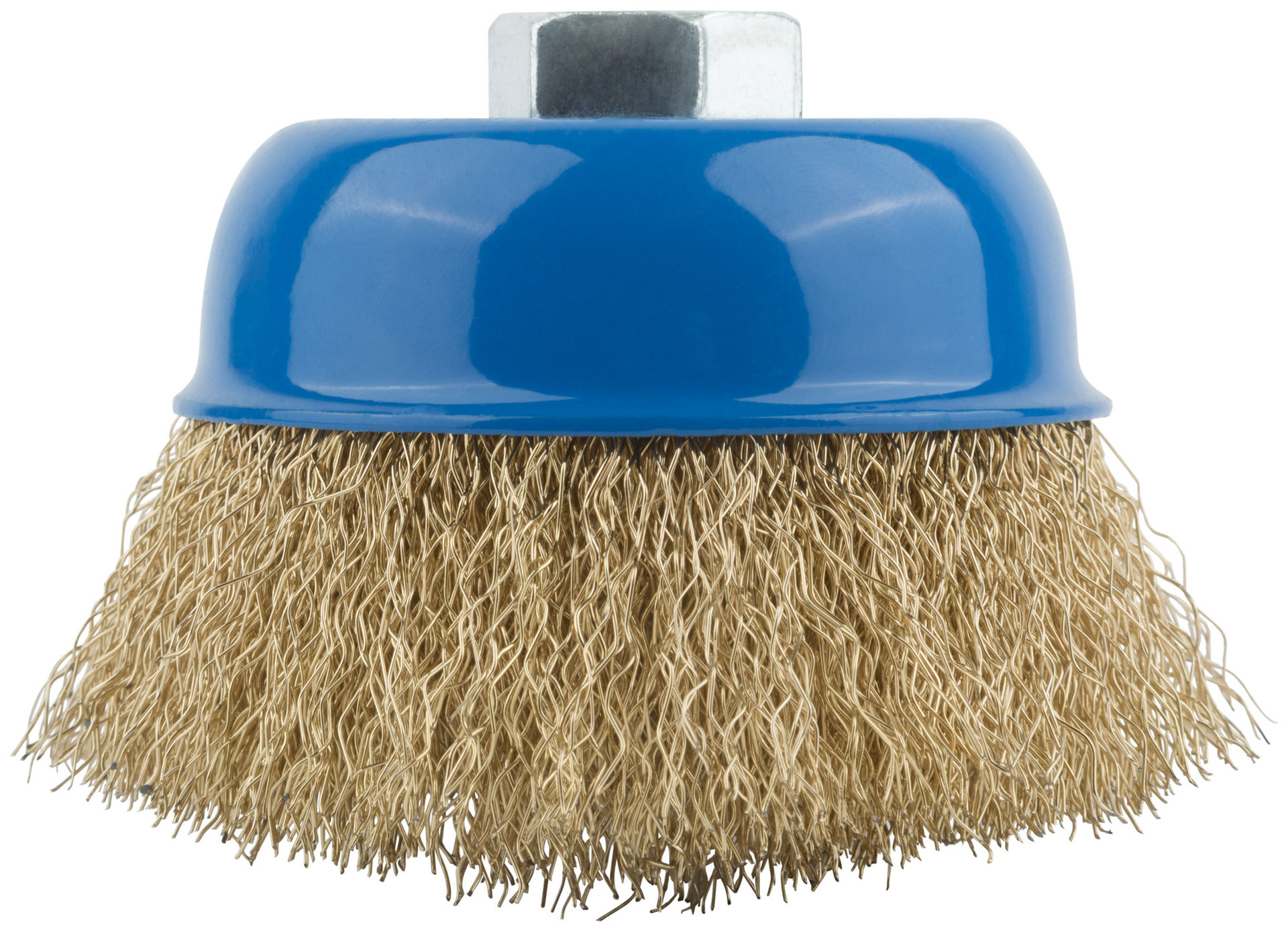 Корщетка, тип чашка, гайка М14, стальная латунированная волнистая проволока 75 мм (38942М)