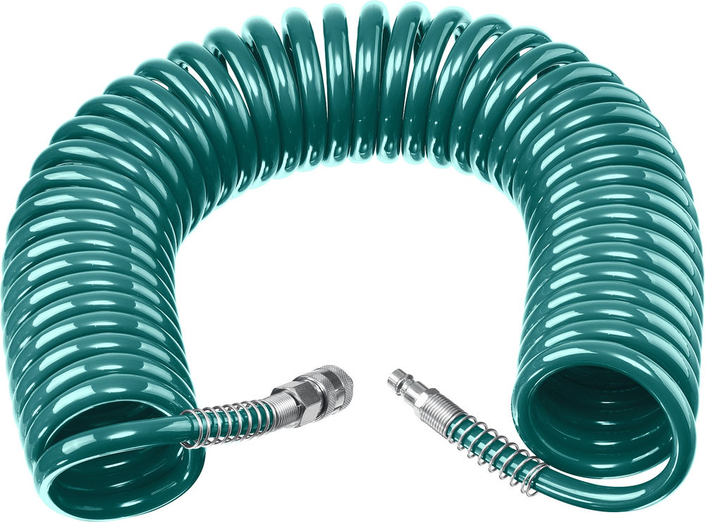 Воздушный спиральный шланг с фитингами рапид, 15 м, 8 х 12 мм, 15 бар KRAFTOOL 06590-15