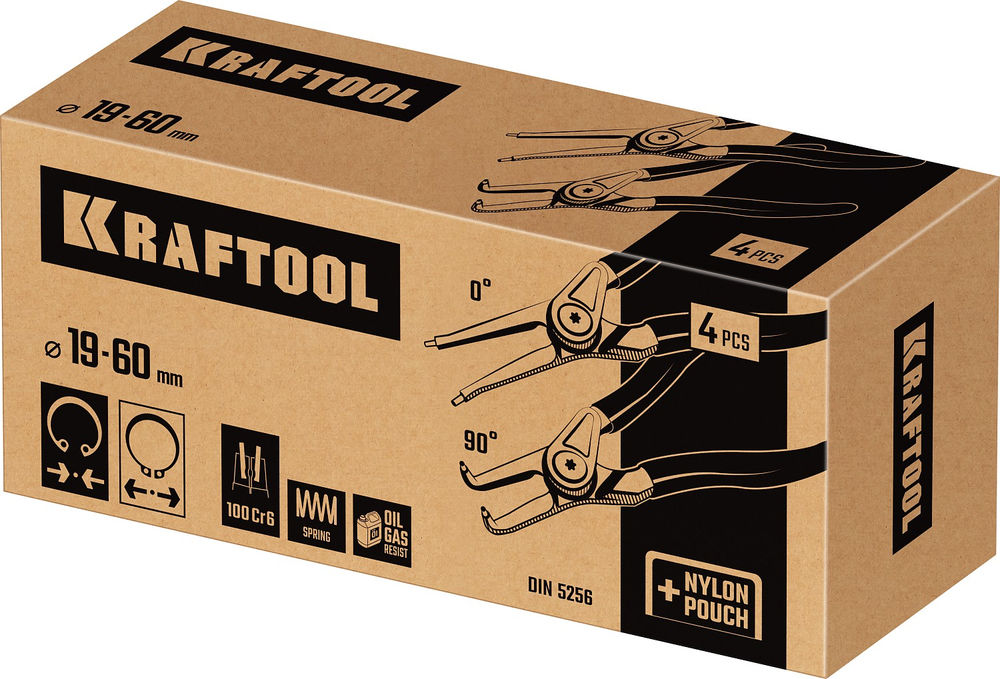 Набор съемников стопорных колец 180 мм, 4 шт KRAFTOOL 22812-H4