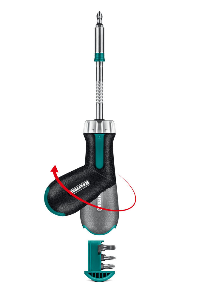 Набор: рычажная реверсивная отвертка с битами 6 шт EXTREM KRAFTOOL 25899