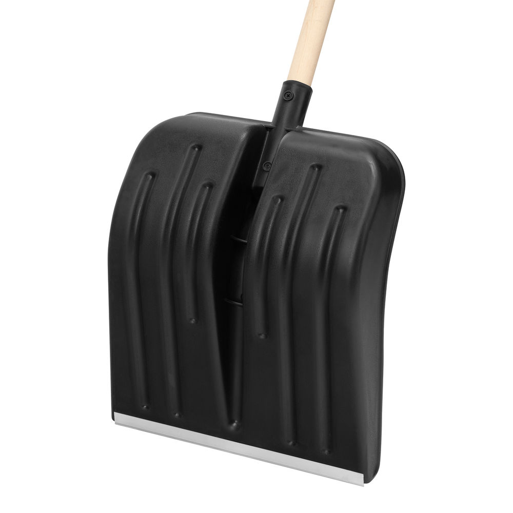 Лопата для уборки снега пластиковая, 360 х 405 х 1550 мм, деревянный черенок в/с, Сибртех (61566)