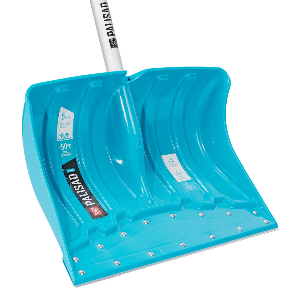 Лопата-скрепер для уборки снега, полипропилен, 460х320х1300 мм, алюминиевый черенок, ПВХ, LUXE Palisad (61797)