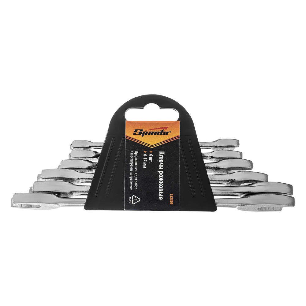 Набор ключей рожковых, 6 х 17 мм, 6 шт, хромированные Sparta (152305)