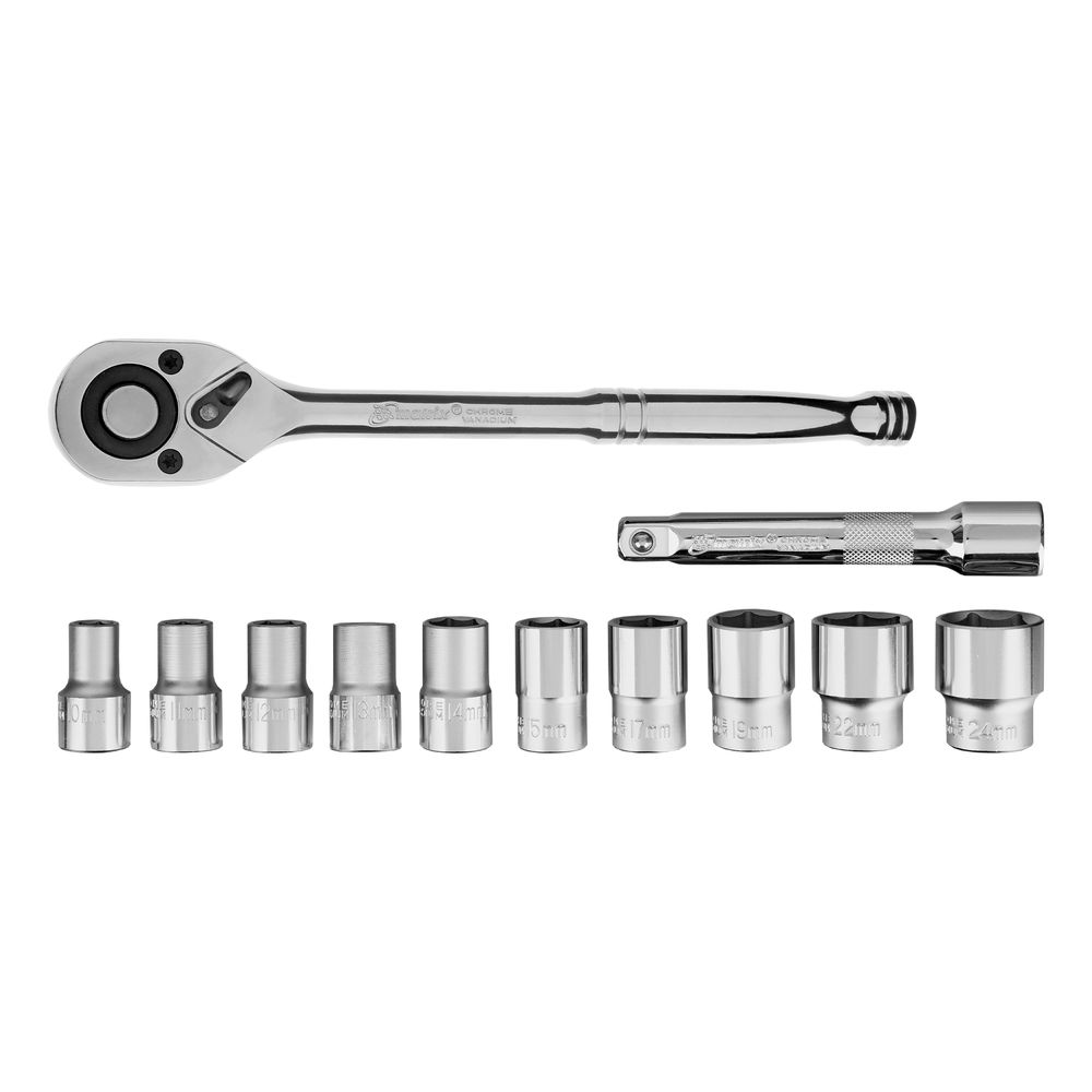 Набор торцевых головок, 1/2, головки 10 - 24 мм, с трещот. ключом, 12 предметов Matrix