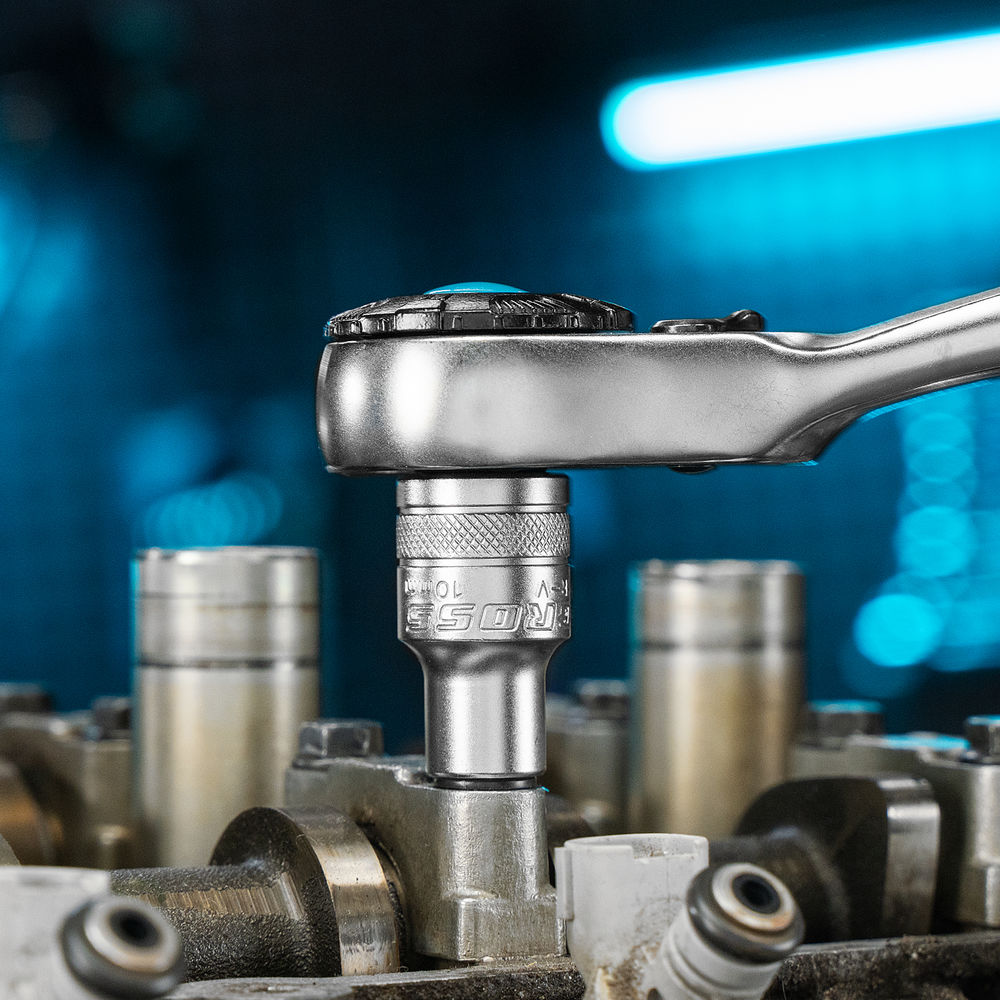 Набор торцевых головок, трещотка 120 зубьев, 1/2, CrV, 12 предметов Gross