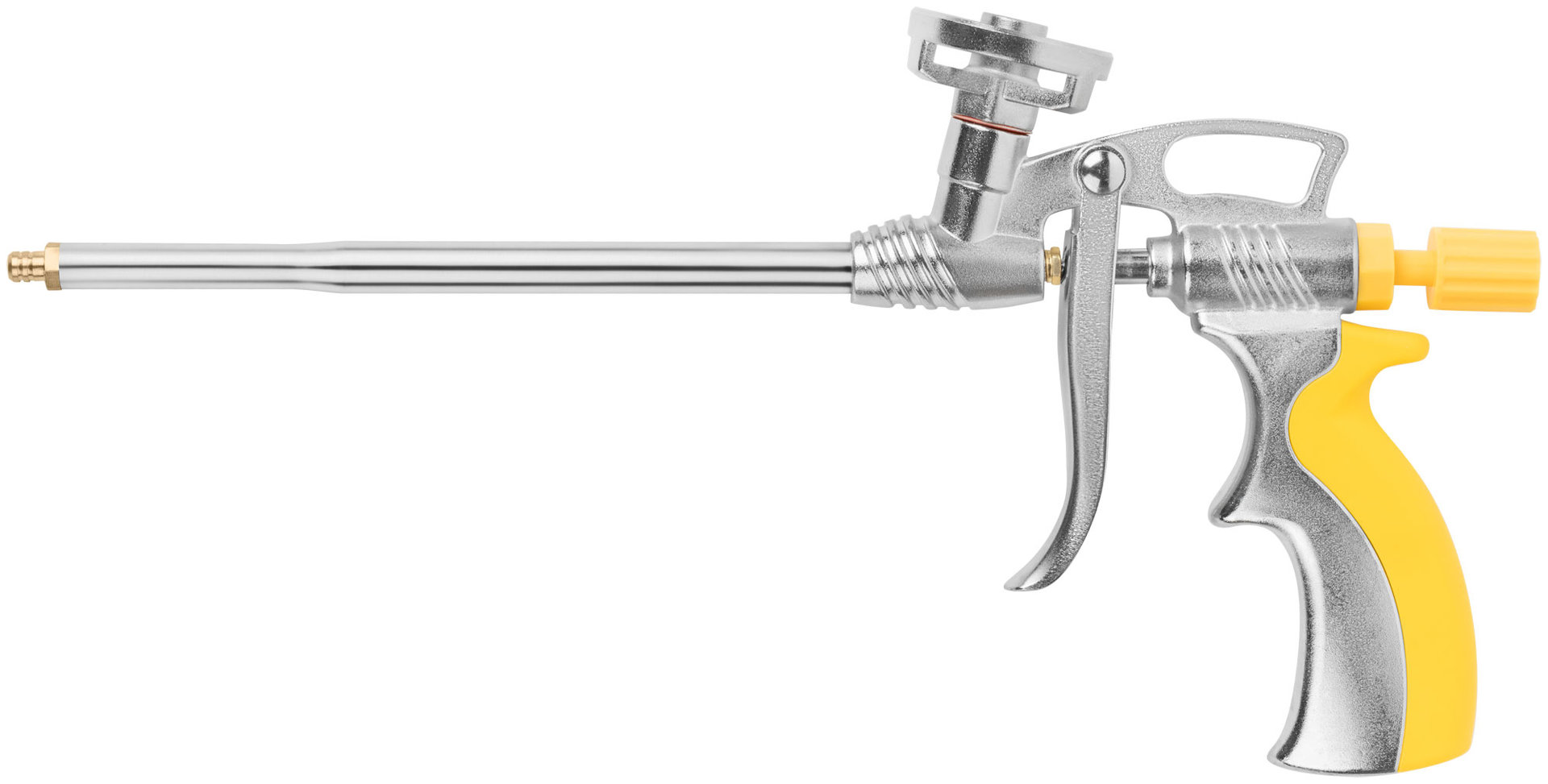 Пистолет для монтажной пены, алюминиевый корпус, прорезиненная ручка (14283)