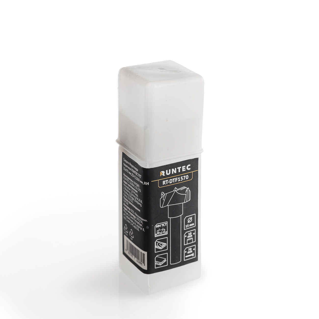 Сверло Форстнера чашечное TCT 15x70 мм, Z2+2, S10 мм, RH RUNTEC RT-DTF1570