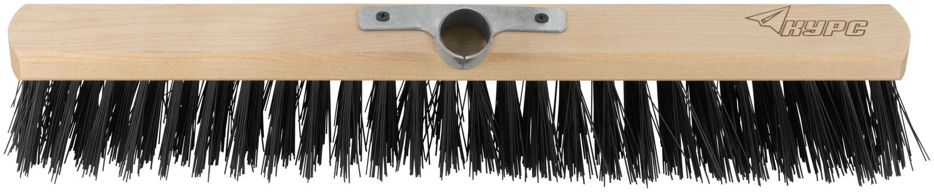 Щетка уличная деревянная, жесткая щетина, металлическая тулейка под углом, 5-ти рядная, 500 мм (68050)