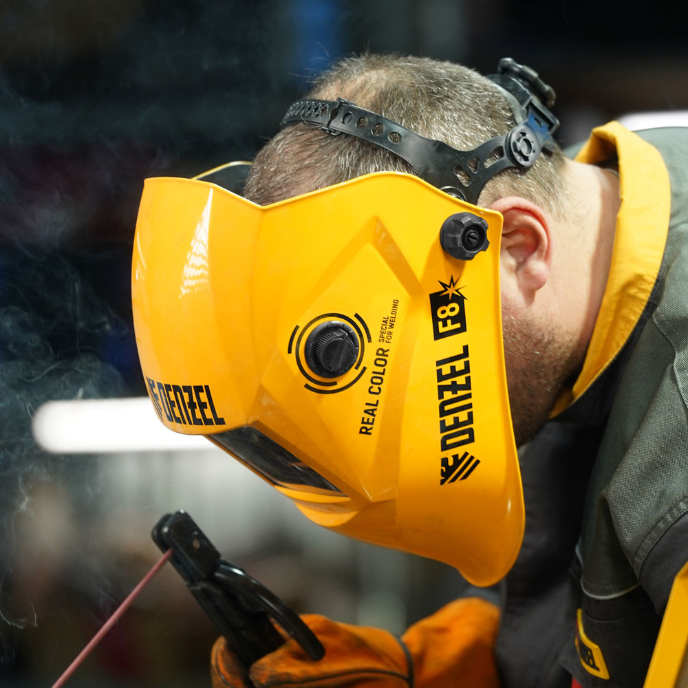 Щиток защитный лицевой (маска сварщика) F8, см. окно 100х50, Real Color, DIN4/5-8/9-13// Denzel (89717)