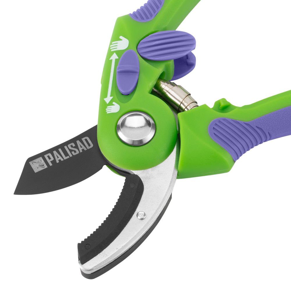 Секатор с наковальней, 215 мм, регулировка захвата, двухкомпонентные рукоятки, Palisad (60486)