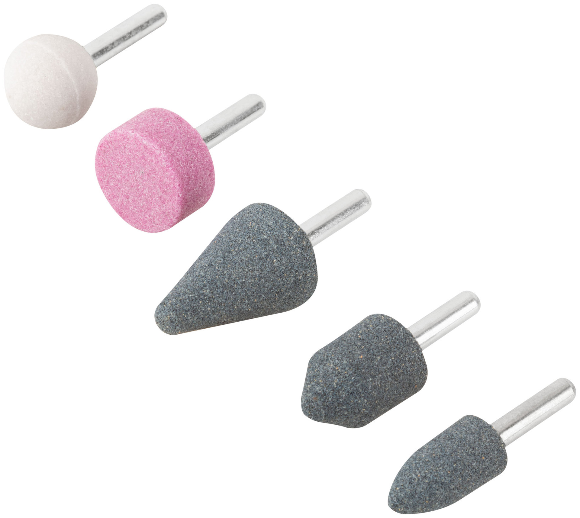 Шарошки абразивные по металлу, 5 шт., штифт 6 мм ( большие ) (36463)