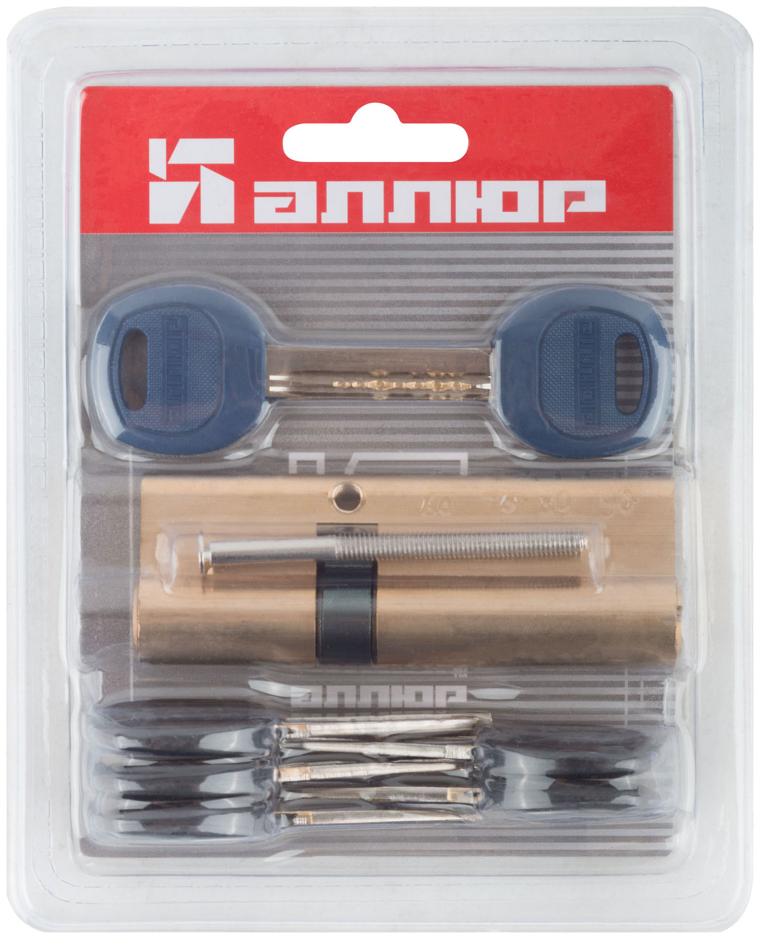 Цилиндровый механизм с перекодировкой ключей ( Аллюр ) 90 мм, ключ-ключ, золото (67258)