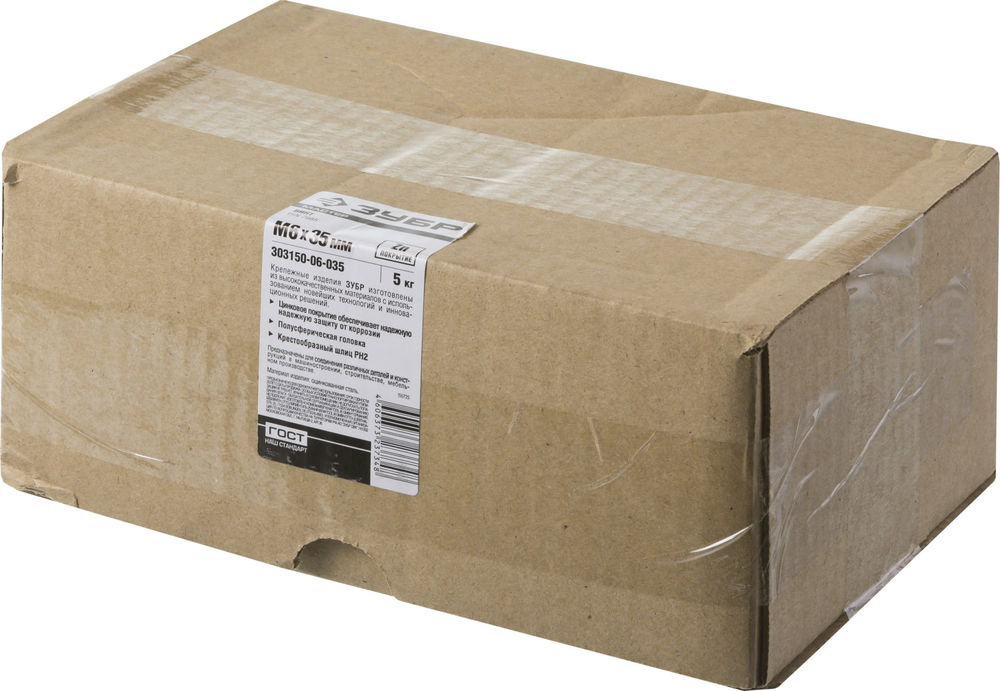 Винт с полусферической головкой M6?35 мм DIN 7985 кл. пр. 4.8 цинк 5 кг ЗУБР 303150-06-035