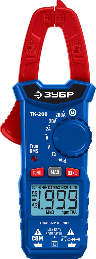 Токовые клещи цифровые ЗУБР ТК200 59828