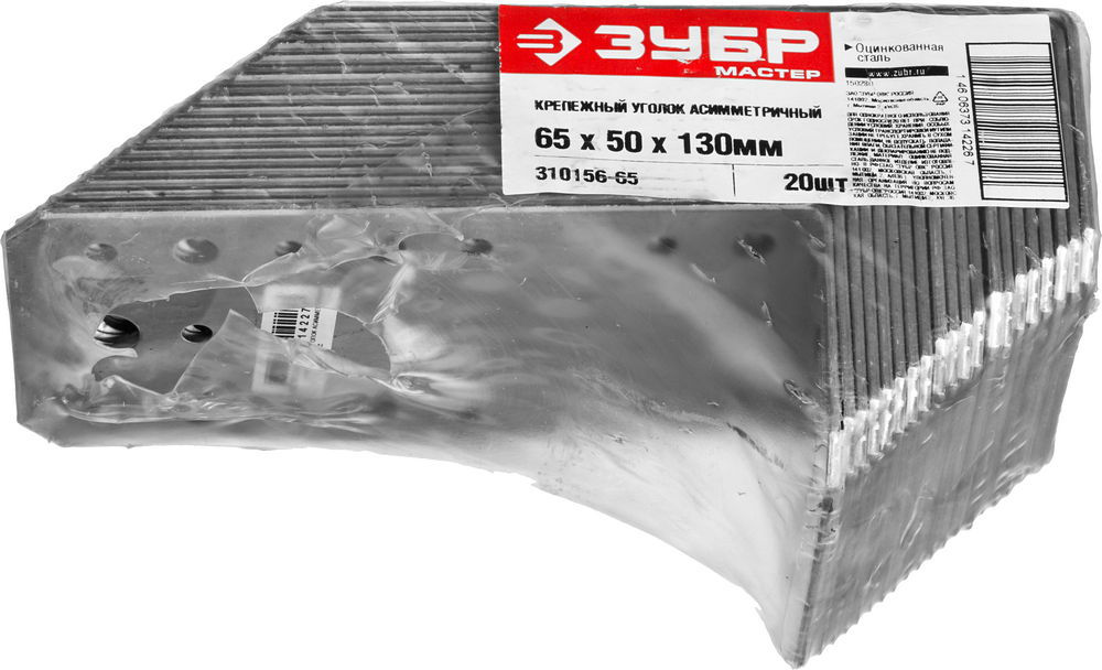 Крепежный уголок асимметричный УКА-2.0 90 x 70 x 140 x 2 мм, цинк ЗУБР 310156-90