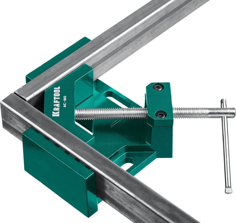 Мощная алюминиевая угловая струбцина AC-80, глубина зажима 70 мм KRAFTOOL 32202