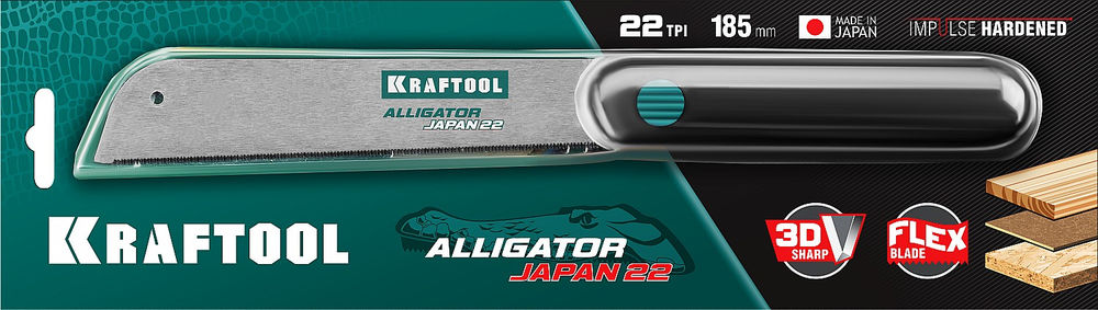 Ножовка по дереву Alligator Japan 22, 185 мм KRAFTOOL 1-15194-18-22