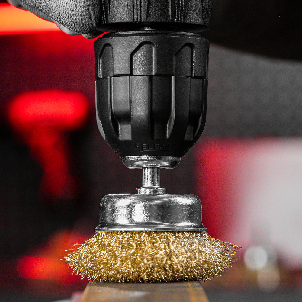 Набор щеток для дрели, 5 шт, 2 плоские, 50-75 мм, 3 чашки, 25-50-75 мм, со шпильками Matrix (74492)