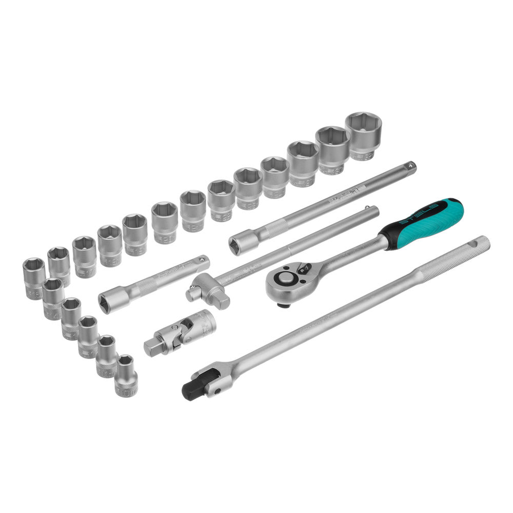 Набор торцевых головок с трещоткой 1/2, 24 предмета Stels