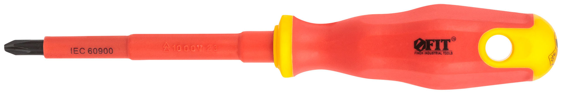 Отвертка изолированная 1000 В, CrV сталь, прорезиненная ручка 6,5х100 мм РН2 (55894)