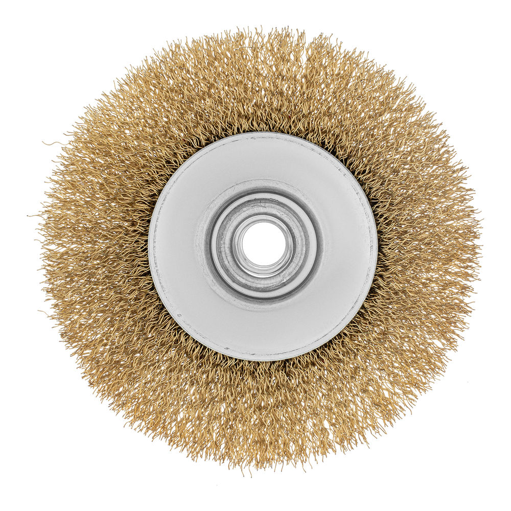 Щетка для УШМ, 115 мм, М14, тарелка, латунированная витая проволока Matrix (74612)