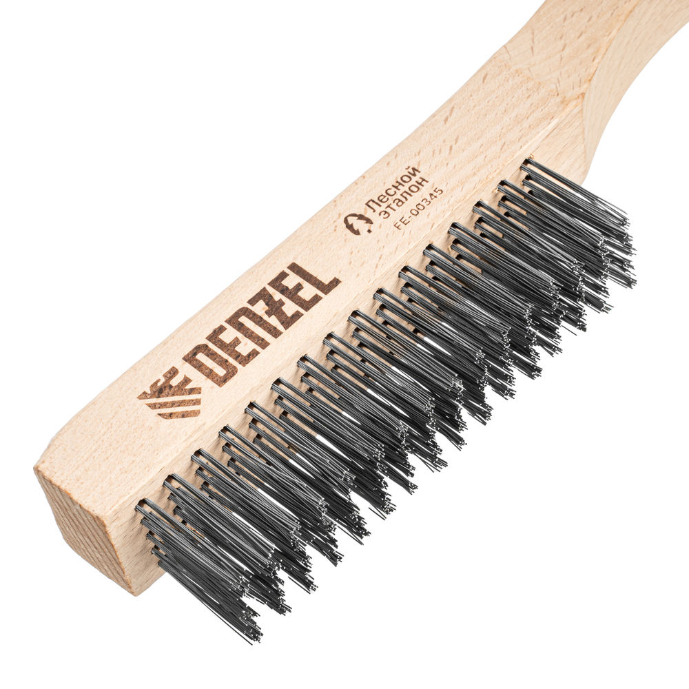 Щетка зачистная 5-и рядная, прямая проволока из нержавеющей стали с деревянной ручкой, EFP// Denzel (74845)