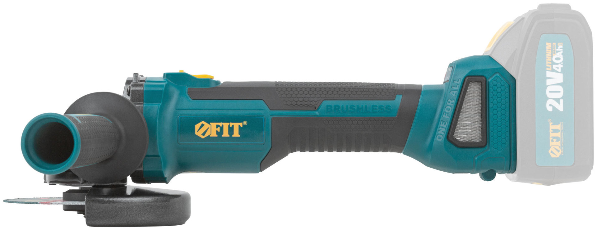 Шлифмашина угловая акк. 20 В; 3500/8500 об/мин; КлК 125 мм; 1,7 кг; 2 частоты вращения; бесщеточный, без АКБ; кор. (79914)