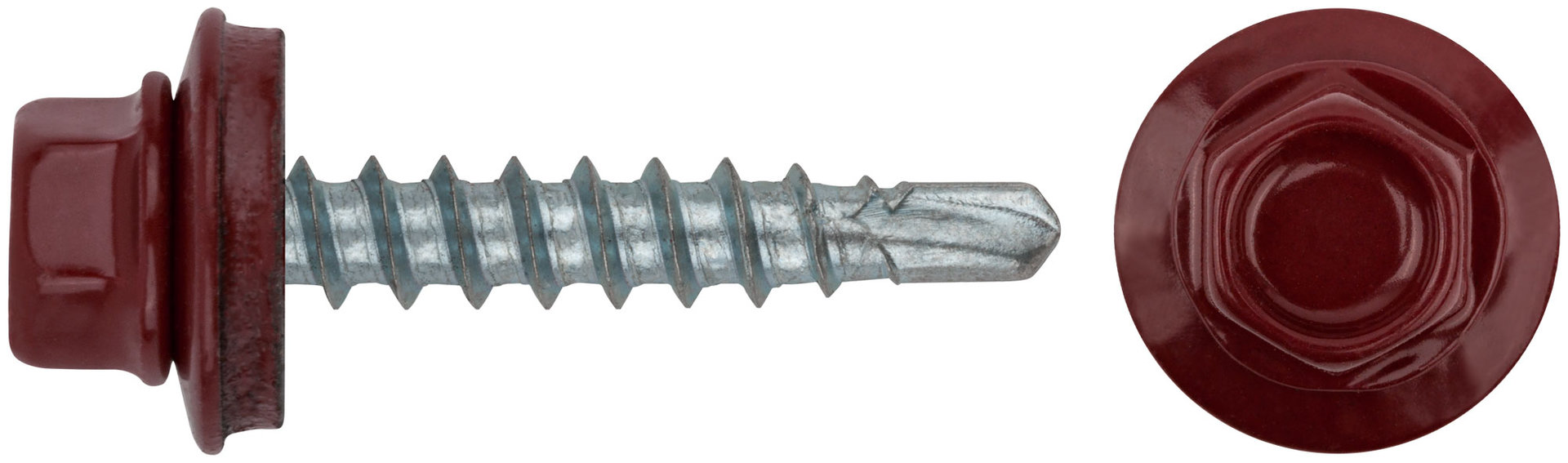 Шурупы кровельные со сверлом 4.8 х 28 красный , RAL 3011 250 шт.(фасовка) (23511-4)