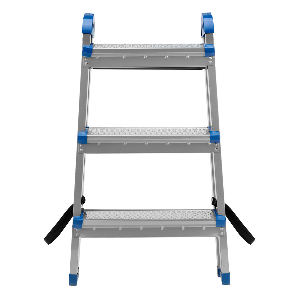 Стремянка двухсторонняя 3 ступени, сталь профиль, стальные ступени, Сибртех (97983)