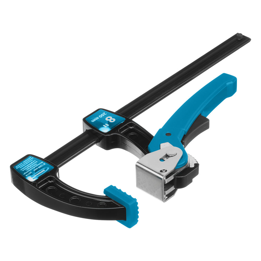 Струбцина реечная быстрозажимная 8, металлический корпус, рычажный храповой механизм, 200 мм Gross (20719)