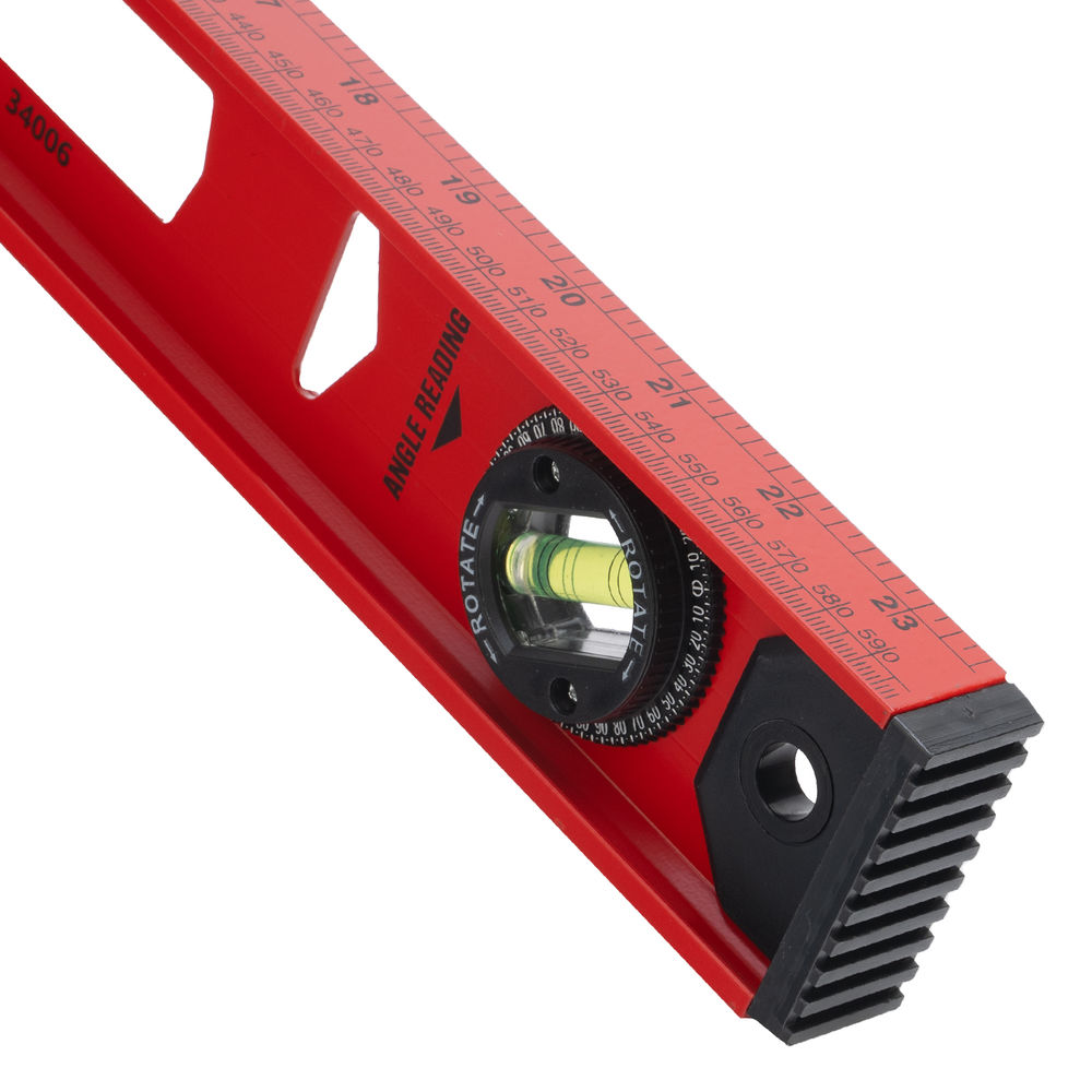 Уровень алюминиевый Рельс, 600 мм, 3 глазка, усиленный Matrix (34006)