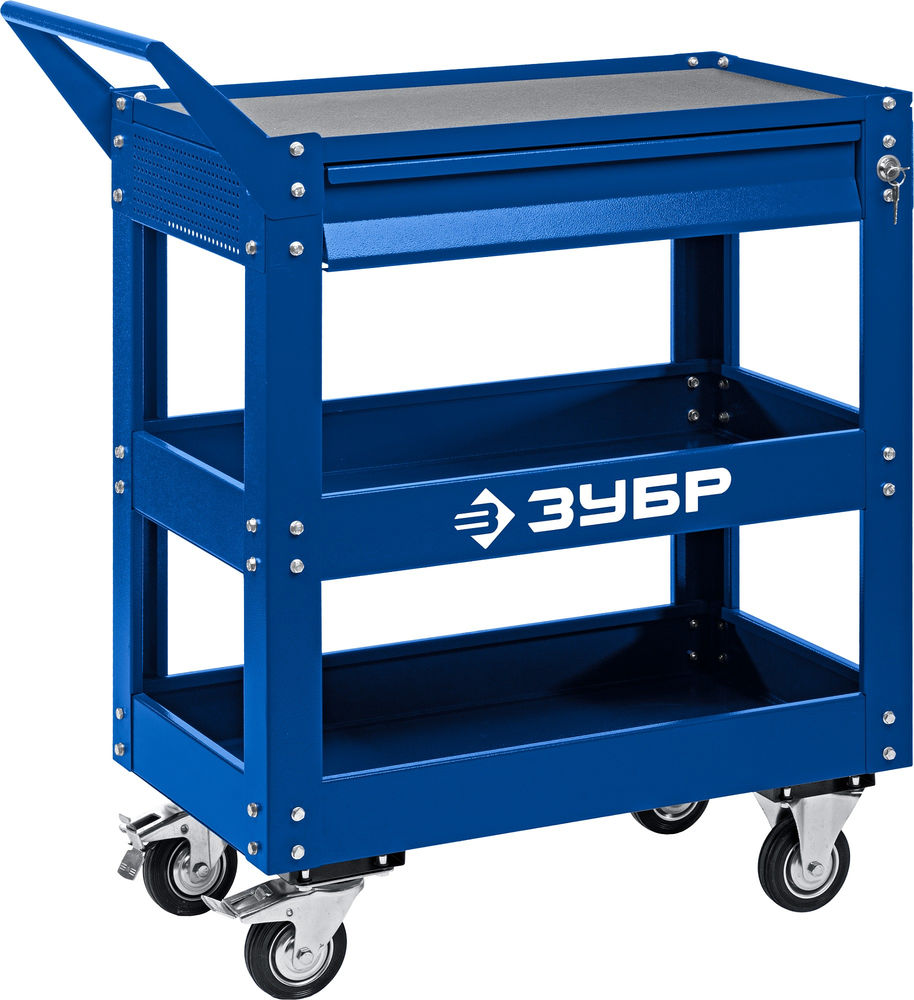 Тележка инструментальная 820?405?955 мм с выдвижным ящиком + 2 полки Профессионал ЗУБР 38914