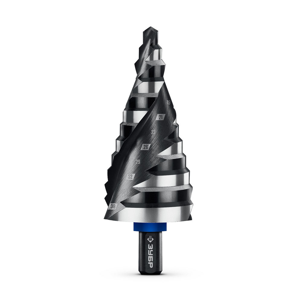 Сверло ступенчатое BLACK FORCE 6-38 мм, 12 ступеней, винтовая проточка ЗУБР Профессионал 29671-6-38-12