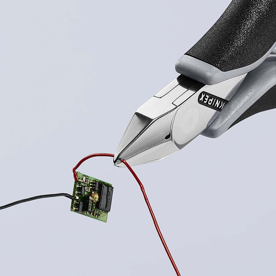 Бокорезы для электроники ESD, острая головка, 115 мм, 2-комп антистатические ручки (KN-7742115ESD)