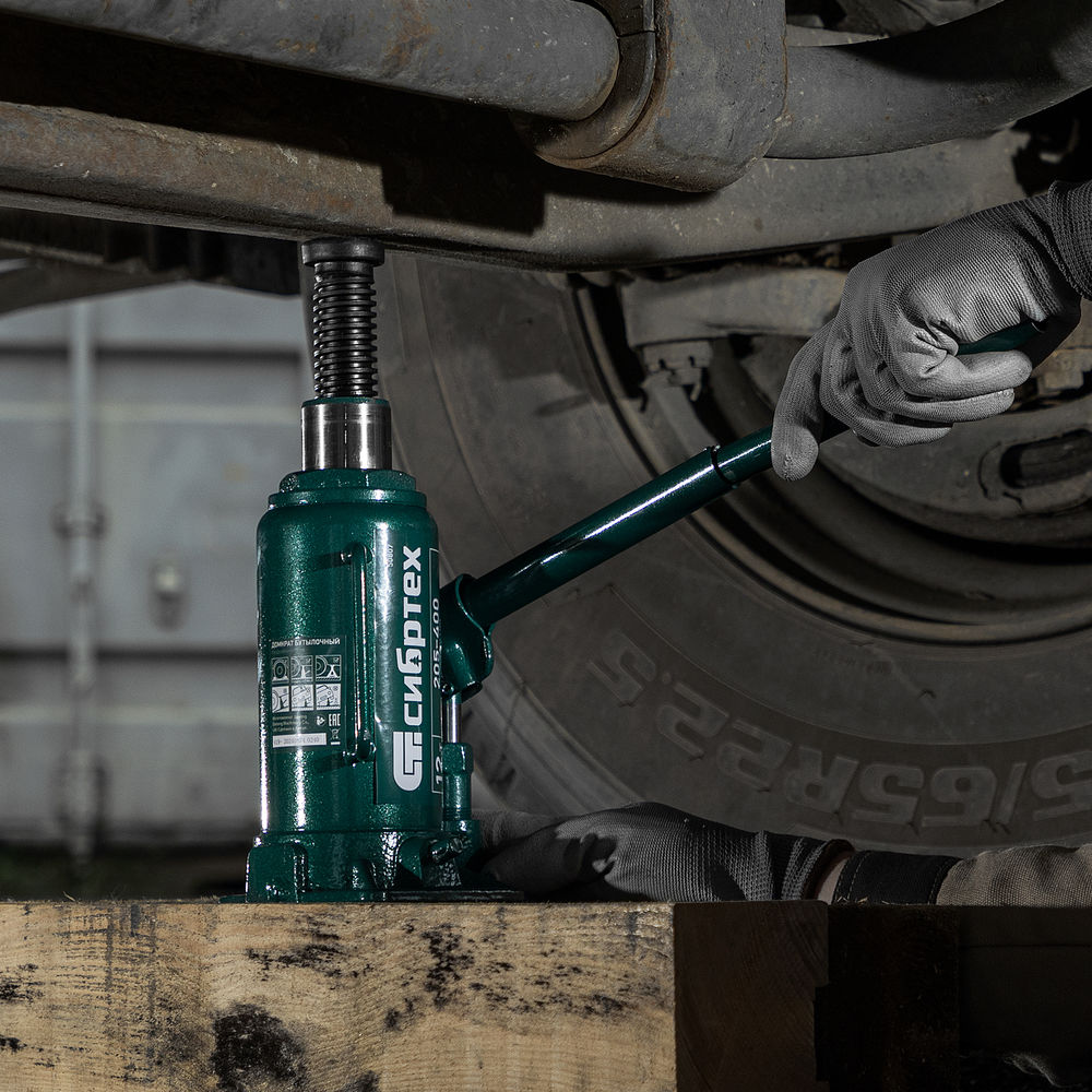 Домкрат гидравлический бутылочный, 12 т, 205-400 мм Сибртех