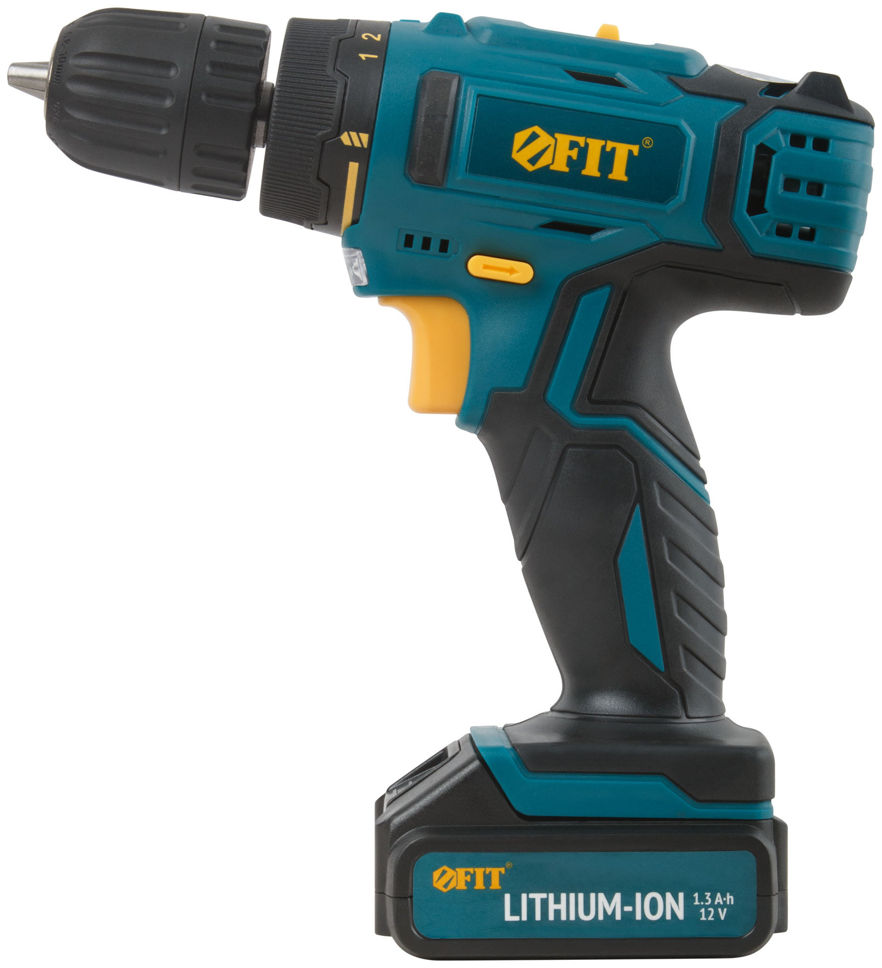 Дрель-Шуруповерт акк. 12 В; 0-400/1450 об/мин; 19 Нм; 1 (Li-Ion) 1,3 Ач; 1,5 ч.; рез. накл.; коробка (80186)