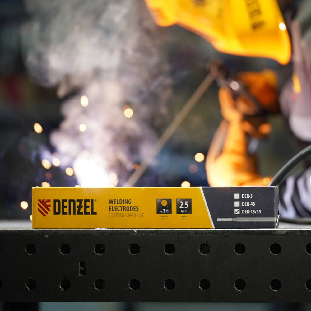Электроды DER-13/55, диам 3 мм, 2,5 кг., основное покрытие Denzel (97505)