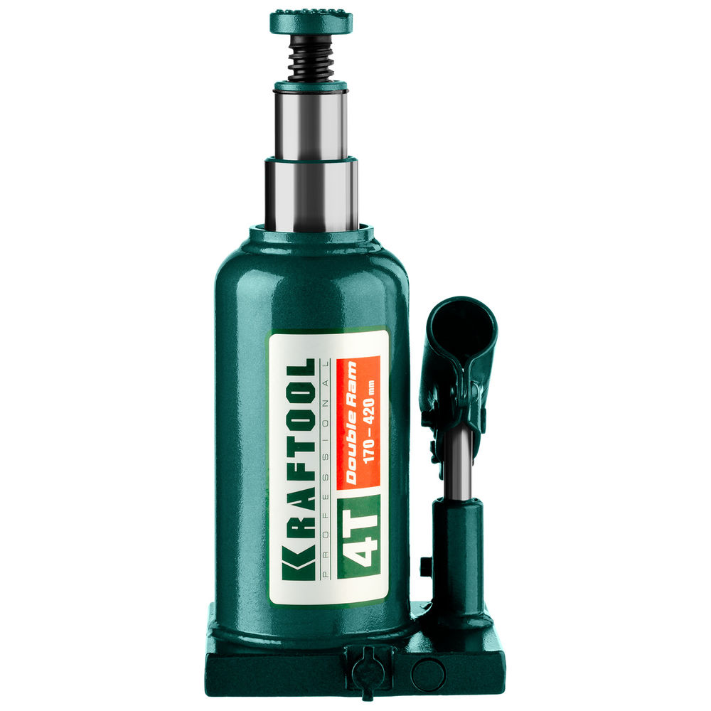 Домкрат бутылочный двухштоковый 4 т, 170 - 420 мм с увеличенным подъемом DOUBLE RAM KRAFTOOL 43463-4