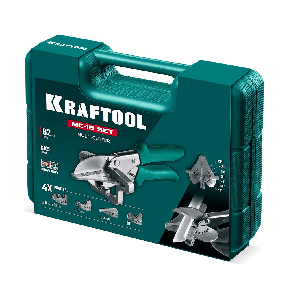 Угловые ножницы MC-12, для различных профилей из пластика и резины, с набором сменных губок KRAFTOOL 23372-12
