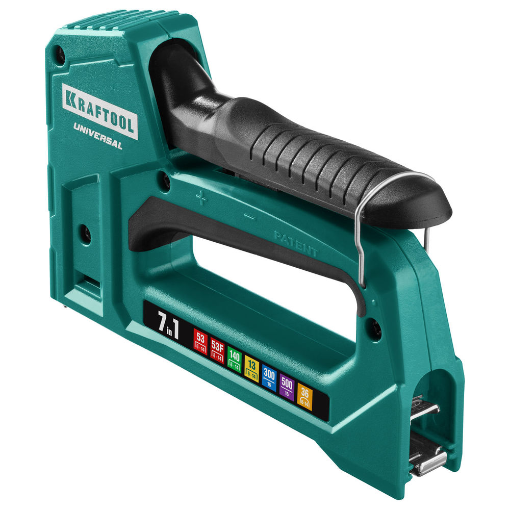Универсальный легкий степлер Universal, 7-в-1: 53 (A/10/JT21) 23GA (6–14 мм)/140 (G/11/57) 20GA (8–14 мм)/13/53F/36/500 KRAFTOOL 31524