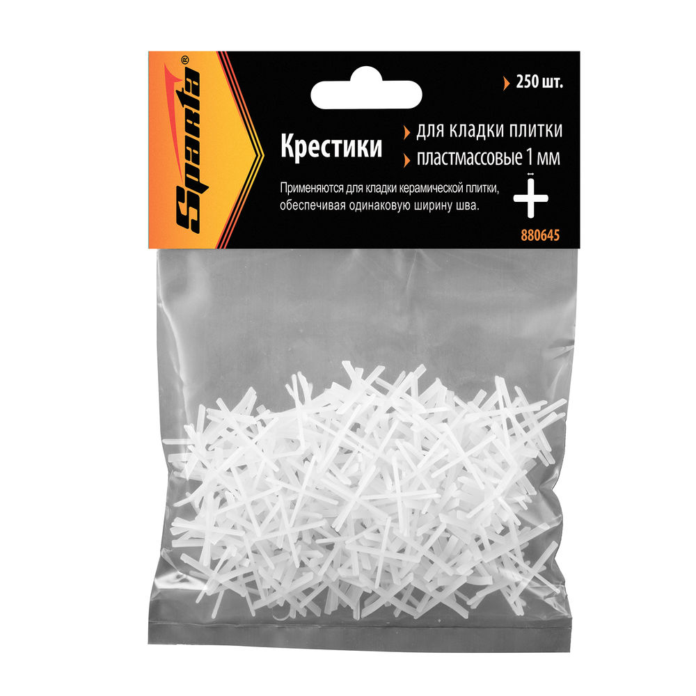 Крестики, 1 мм, для кладки плитки, 250 шт Sparta (880645)