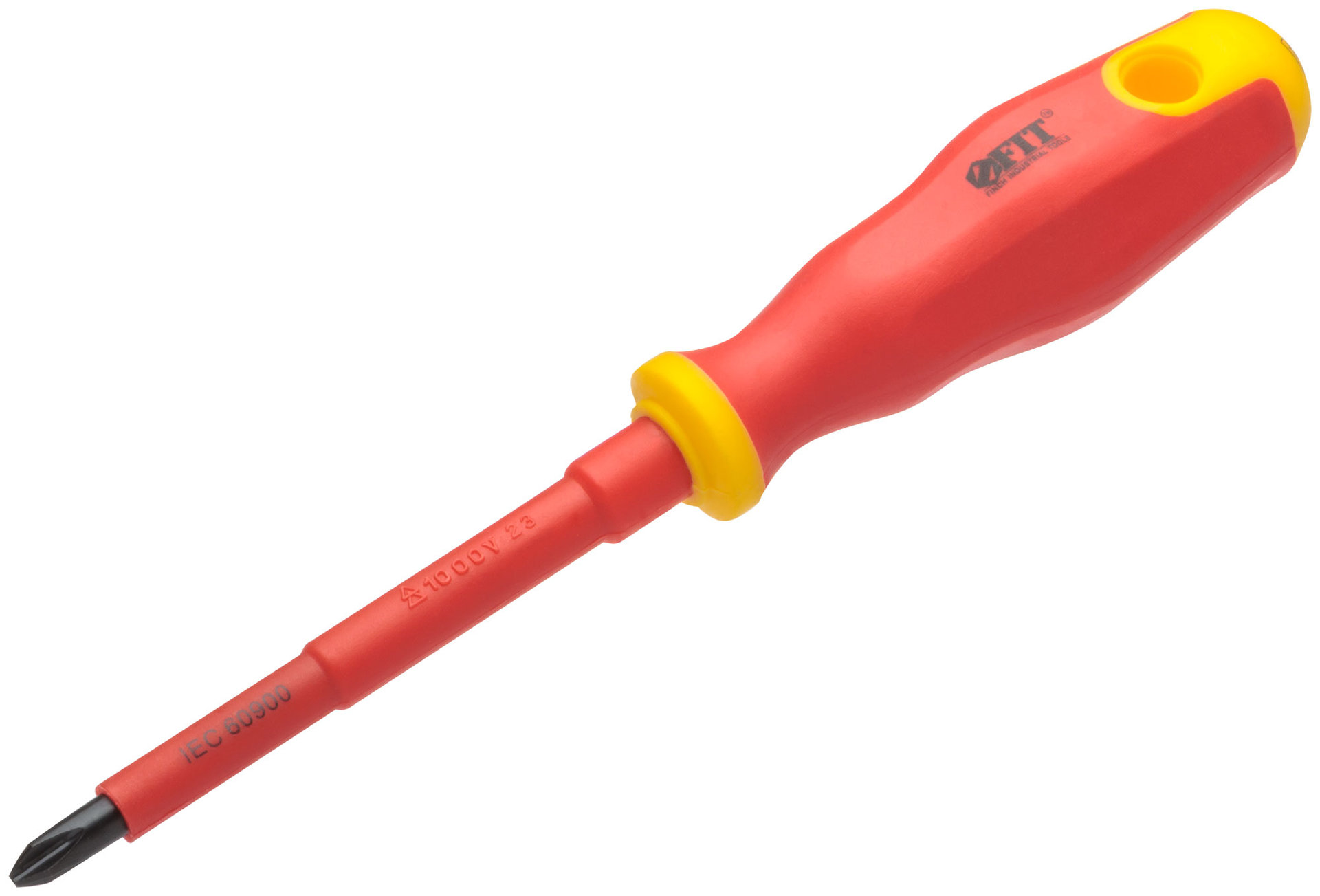 Отвертка изолированная 1000 В, CrV сталь, прорезиненная ручка 6,5х100 мм РН2 (55894)