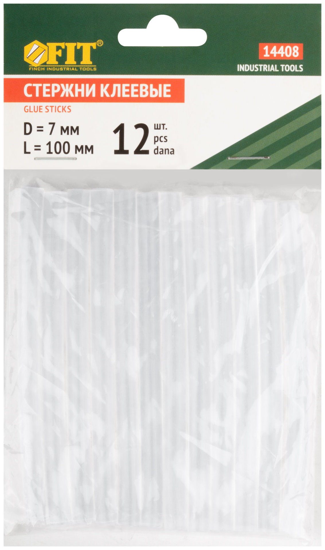 Стержни клеевые бесцветные 7x100 мм, 12 шт. (14408)