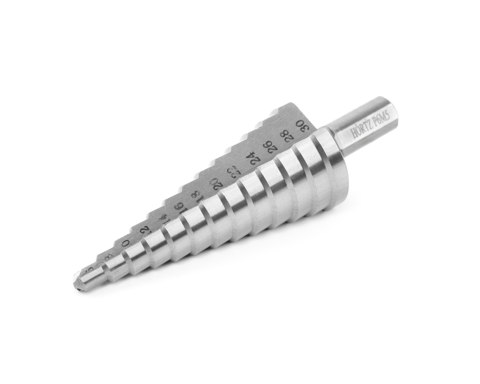 Сверло ступенчатое 6-30 ст.13 (dхв=10 Р6М5) (6;8;10;12;14;16;18;20,22,24,26,28,30) HORTZ