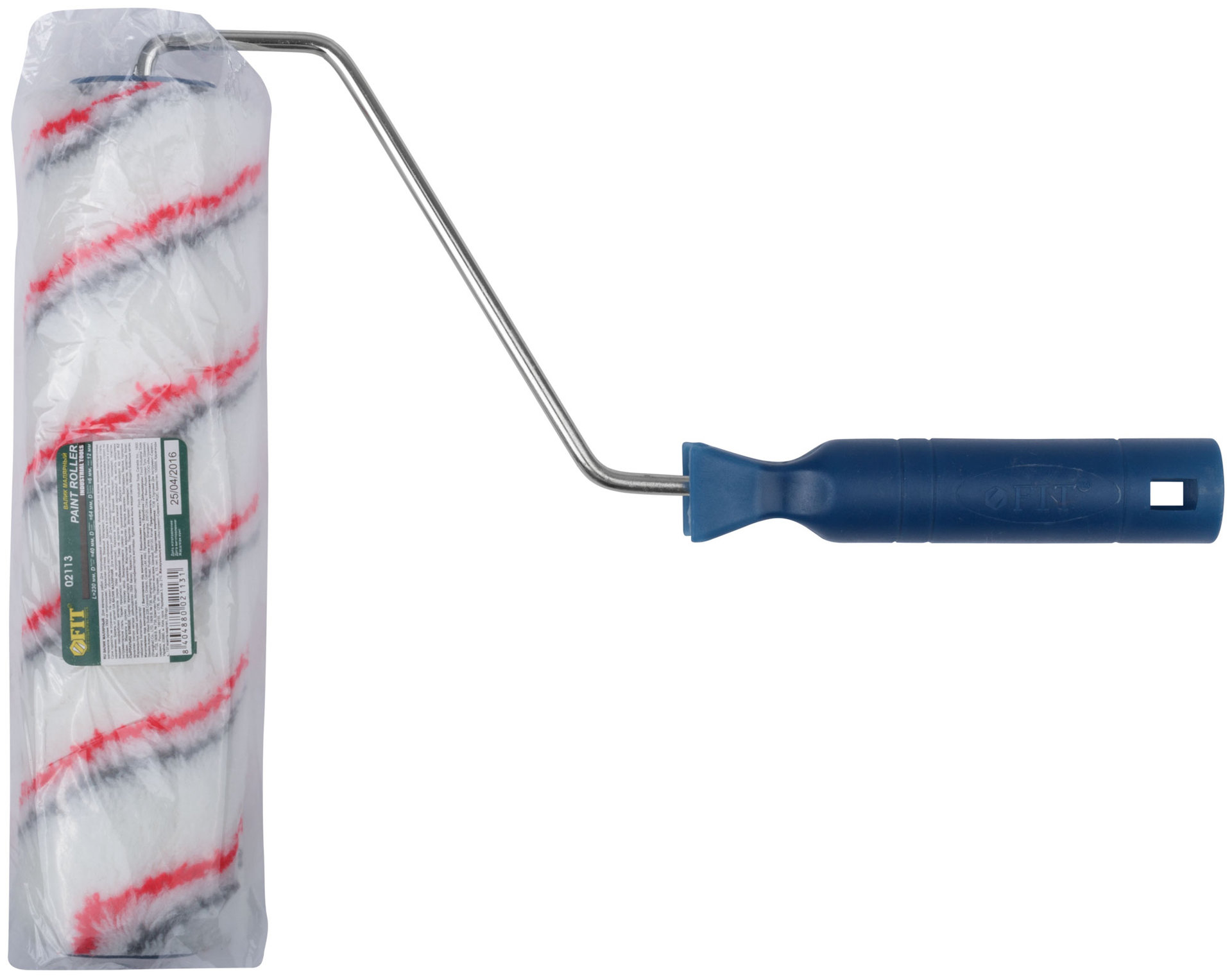 Валик полиакриловый, белый со спиральными полосами, каркасн.сист., диам.40/64 мм, ворс 12 мм, 230 мм (02113)