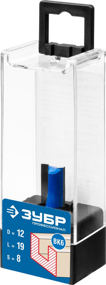 Фреза пазовая прямая 12?19 мм хвостовик 8 мм ЗУБР Профессионал 28753-12-19