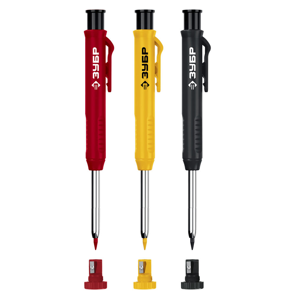 Набор 18 сменных грифелей 6ч + 6ж + 6к d 2,8 мм, HB, 3 автоматических карандаша ЗУБР АСК 06312-H6