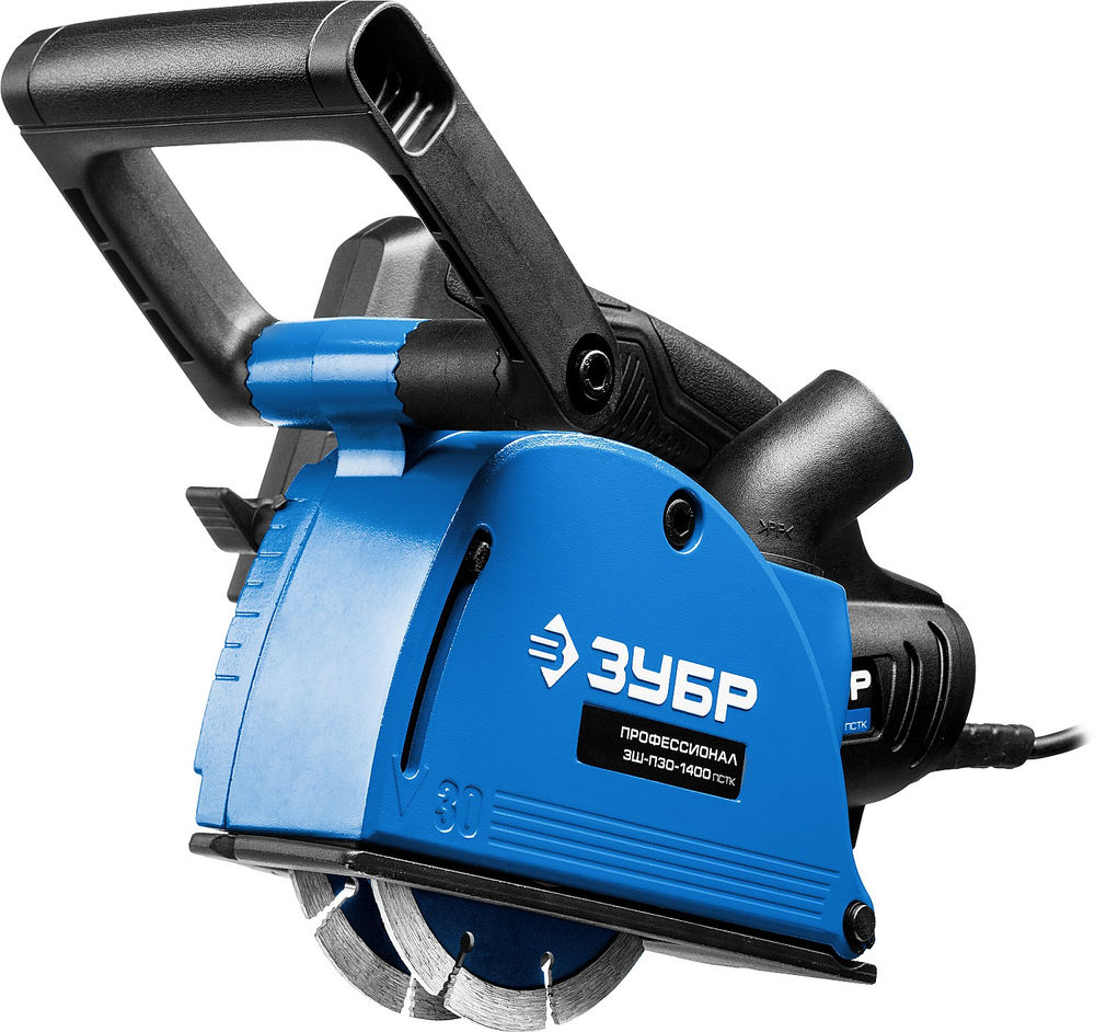 Штроборез (бороздодел) d 125 мм, 1400 Вт, ширина 30 мм, кейс ЗУБР Профессионал ЗШ-П30-1400 ПСТК