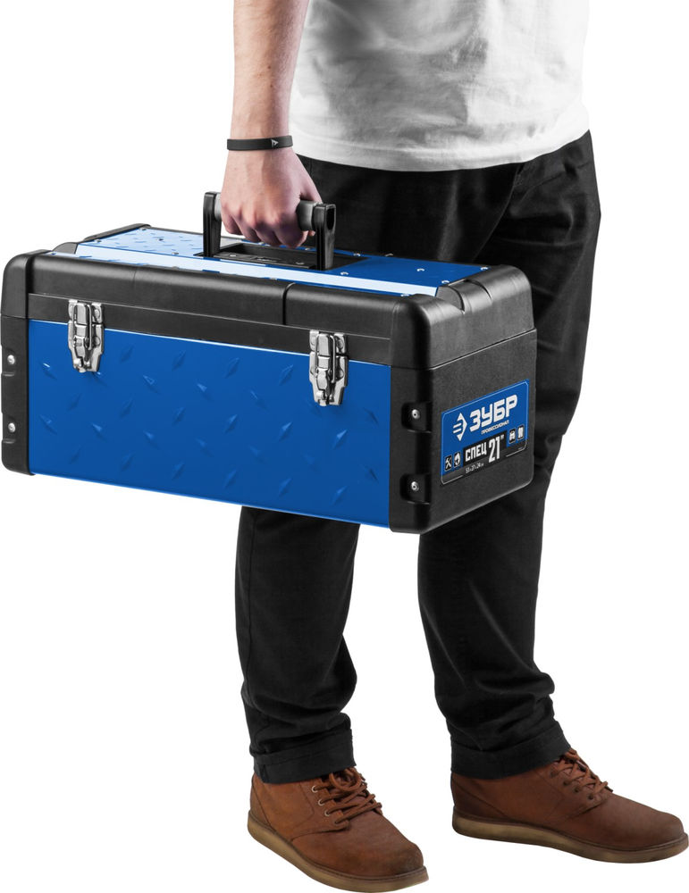 Металлический ящик для инструментов 530 x 270 x 240 мм 21 Профессионал ЗУБР СПЕЦ-21 38155-21